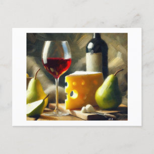 Wine Cheese Pears,  Postcard