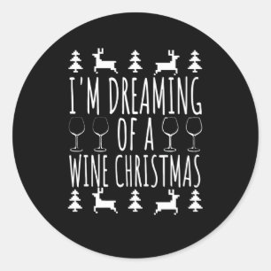 Wine Christmas Classic Round Sticker