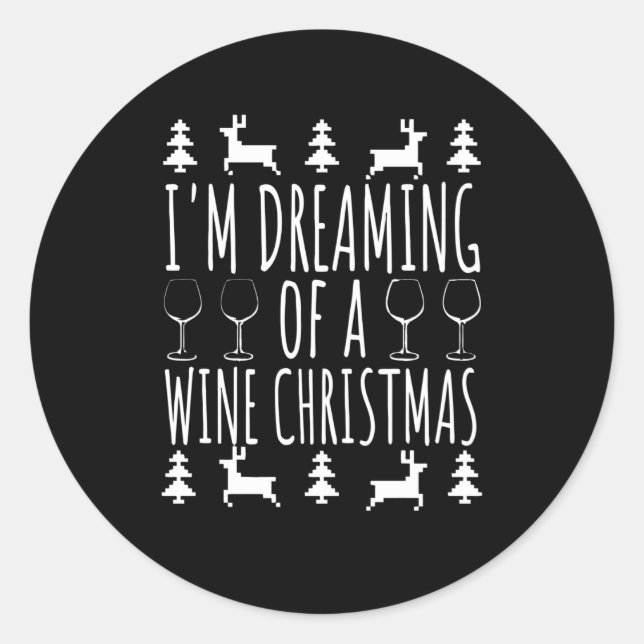 Wine Christmas Classic Round Sticker (Front)