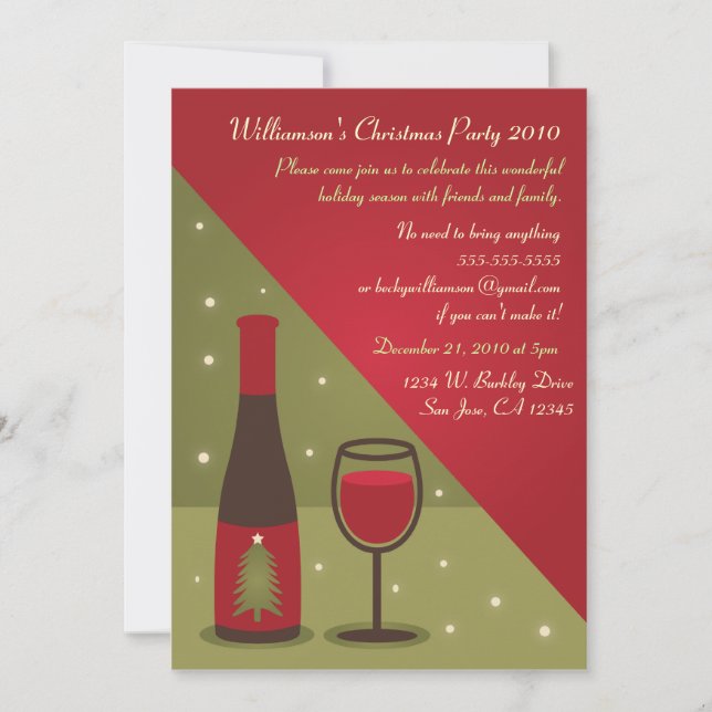 Wine Christmas Party Invitation (Front)