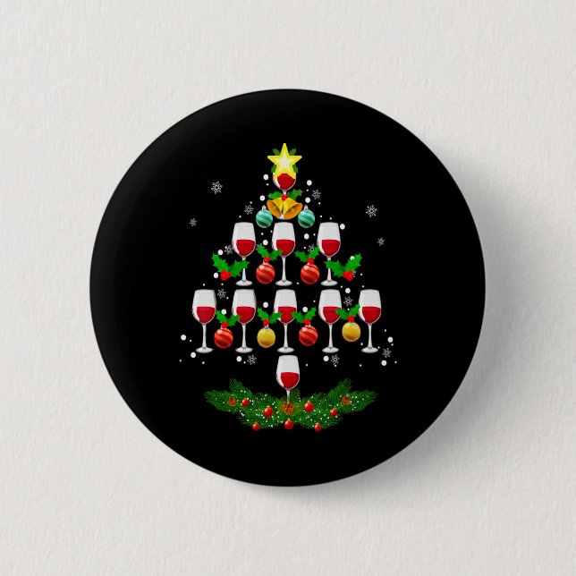 Wine Christmas Tree Ornaments Xmas Pajama Men Wom  2 Inch Round Button (Front)