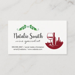 Wine City Logo Grape Vines Business Card