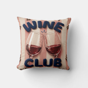Wine Club Cheers Wine Rustic Winery Bar Throw Pillow