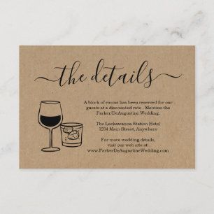 Wine & Cocktail Information Details Enclosure Card