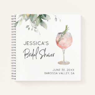 Wine Cocktail Pink Bridal Shower Guest Book