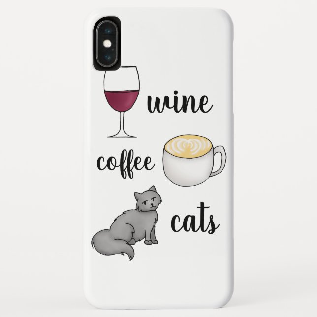 Wine Coffee Cats Funny Cute Cat Lover Case-Mate iPhone Case (Back)