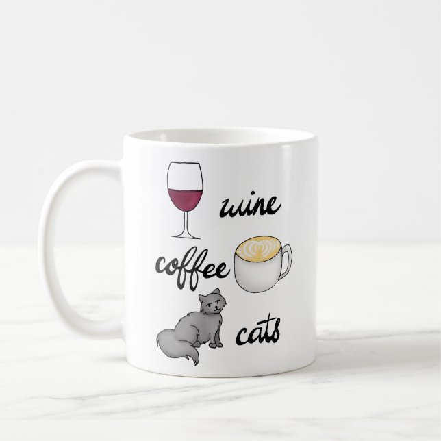 Wine Coffee Cats Mug (Left)