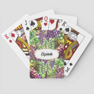 Wine collage monogram calligraphy name vineyard playing cards