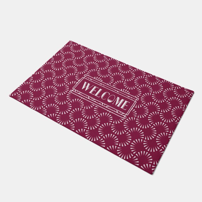 Wine Colored Deco Patterned  Doormat (Angled)