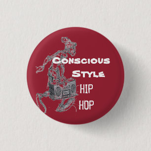 Wine colour Conscious Style Hip Hop button