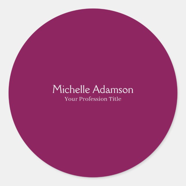 Wine Colour Professional Plain Modern Classic Round Sticker (Front)