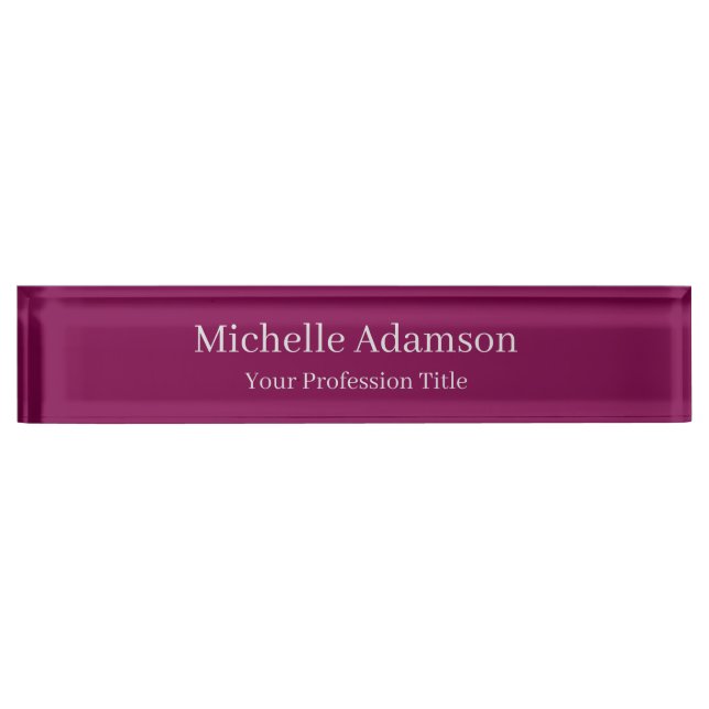 Wine Colour Professional Plain Modern Nameplate (Front)