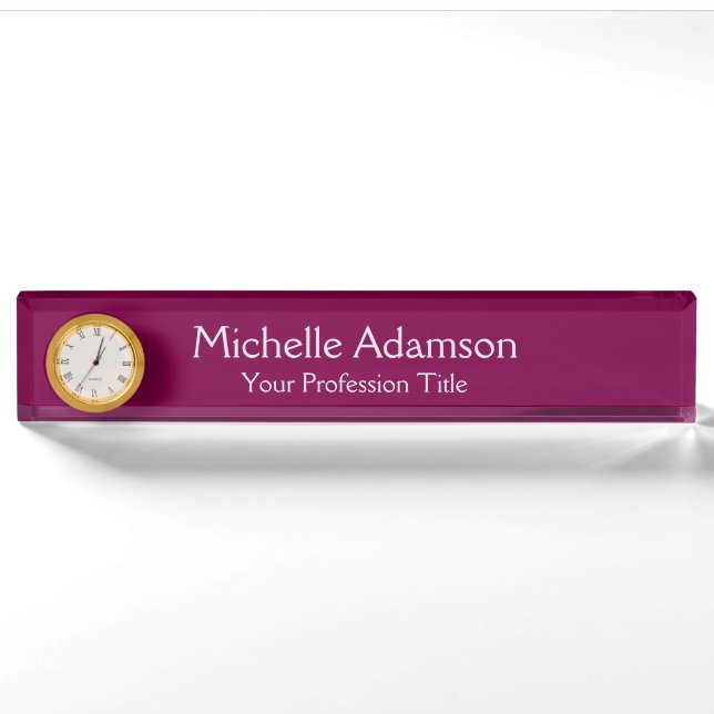 Wine Colour Professional Plain Modern Nameplate (Front)