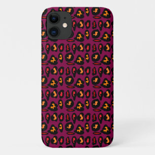 Wine coloured pattern plus black peach red design iPhone 11 case