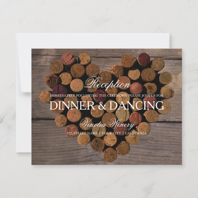 Wine Cork #2 Rustic Reception Card (Front)
