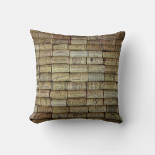 Wine Cork Collage Throw Pillow