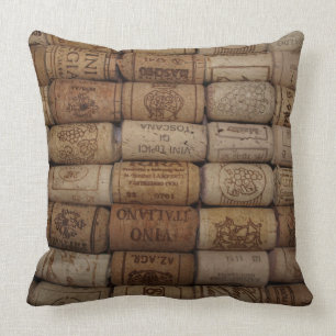 Wine Cork Collection Throw Pillow