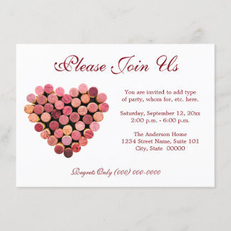 Wine Cork Heart Invitations