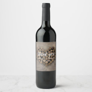 Wine Cork Heart  Thank You Wine Label