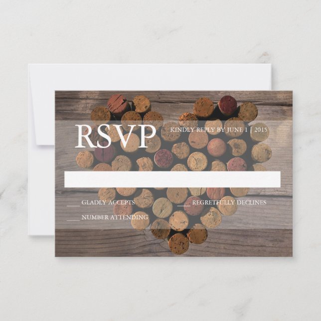 Wine cork rustic RSVP card (Front)
