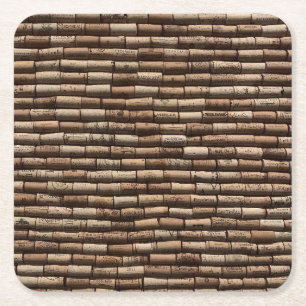 Wine Cork Square Paper Coaster