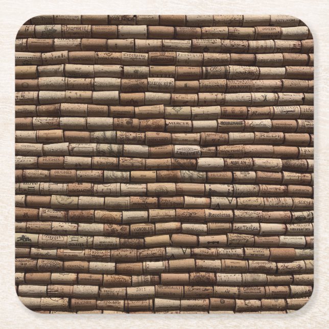 Wine Cork Square Paper Coaster (Front)