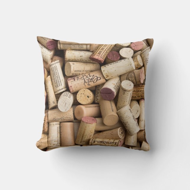 Wine Cork Throw Pillow (Front)
