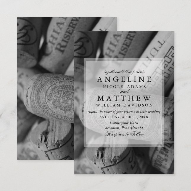 Wine Cork Wedding Invitation (Front/Back)