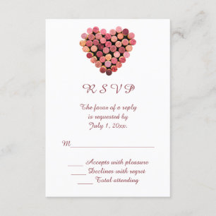 Wine Corks Heart Wedding RSVP Card