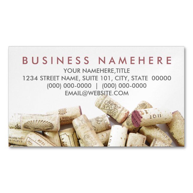 Wine Corks Magnetic Business Cards (Front)