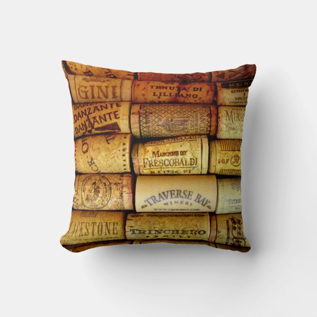 Wine Corks Throw Pillow (Front)