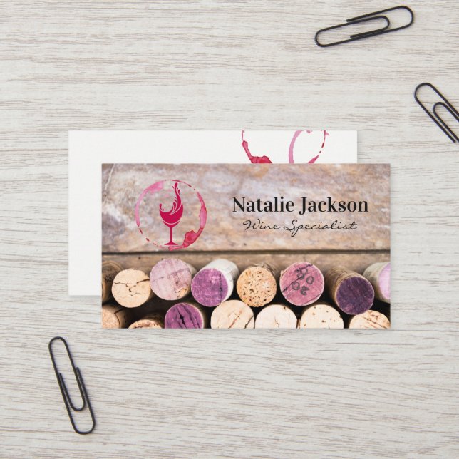 Wine Corks | Wine Glass and Stain Business Card (Front/Back In Situ)
