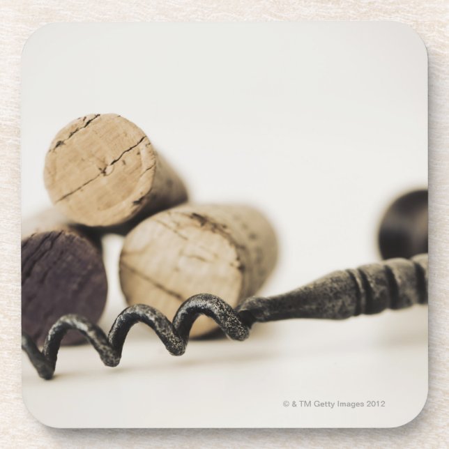 Wine corks with corkscrew coaster (Front)