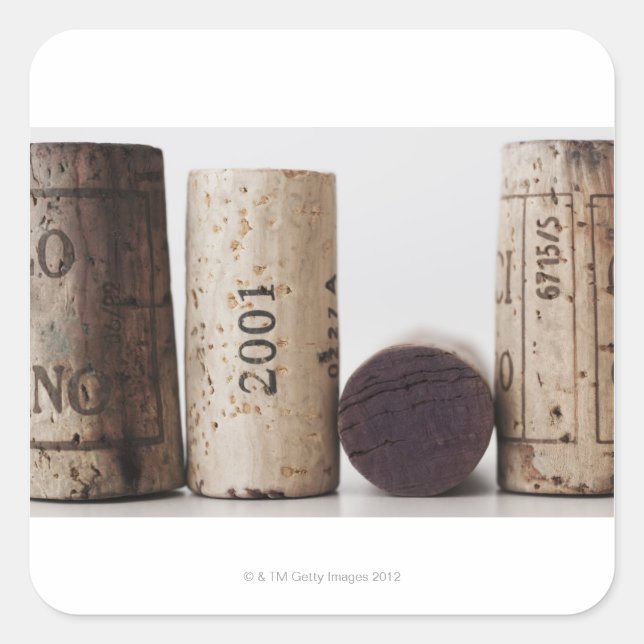 Wine corks with dates square sticker (Front)