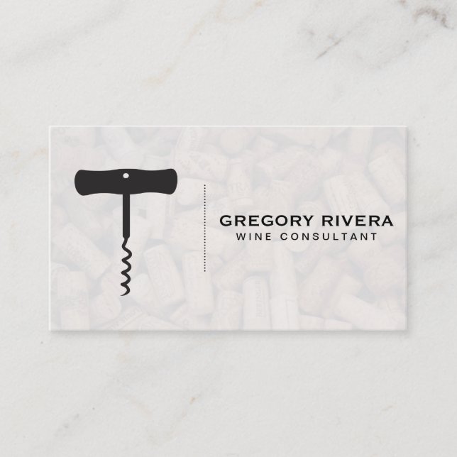 Wine | Corkscrew (cork pile) Business Card (Front)