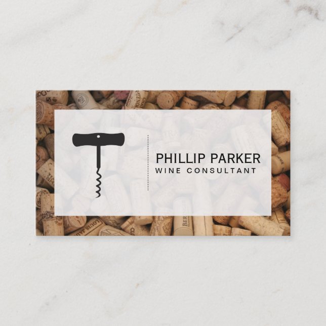 Wine | Corkscrew (cork pile) frame Business Card (Front)