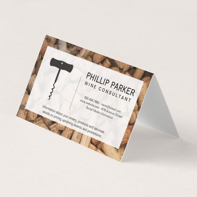 Wine | Corkscrew (cork pile) frame Business Card (Front)