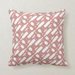 Wine Corkscrew Glass Pattern Terra Cotta Throw Pillow
