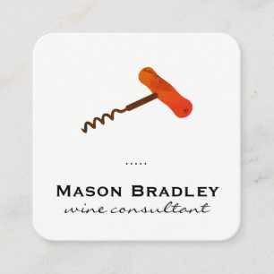 Wine Corkscrew Square Business Card