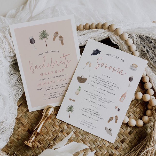 Wine Country Bachelorette Weekend Itinerary & Invitation (Creator Uploaded)