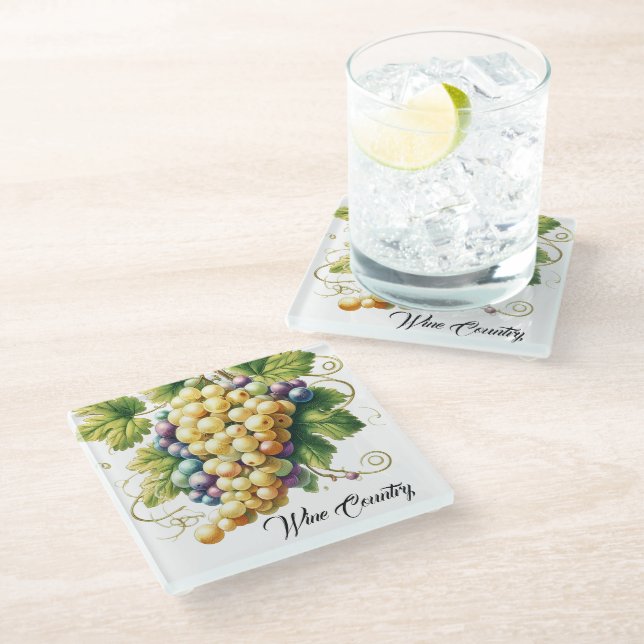 Wine Country Glass Coaster (Angled)