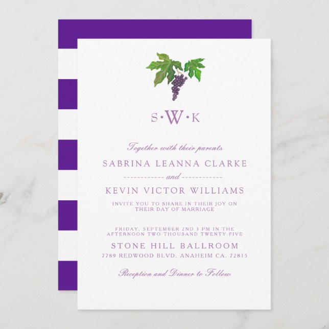 Wine Country Grape | Wedding Invitation (Front/Back)