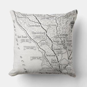  Wine Country Map Throw Pillow