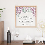 Wine Country | Personalized Home Wine Cellar Print<br><div class="desc">Upgrade your vino experience with this personalized art print featuring an arbor of grapes and grape leaves in a rustic vintage etched style. Personalize with your family name,  "wine cellars" and year established. A unique and thoughtful gift for newlyweds,  new homeowners and any wine lover!</div>