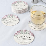 Wine Country | Personalized Home Wine Cellar Round Paper Coaster<br><div class="desc">Upgrade your home vino experience with these personalized paper wine coasters featuring an arbor of grapes and grape leaves in a rustic vintage etched style. Personalize with your family name,  "wine cellars" and year established. A unique and thoughtful gift for newlyweds,  new homeowners and any wine lover!</div>