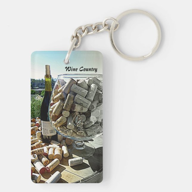 Wine Country Rectangle Keychain! Keychain (Back)