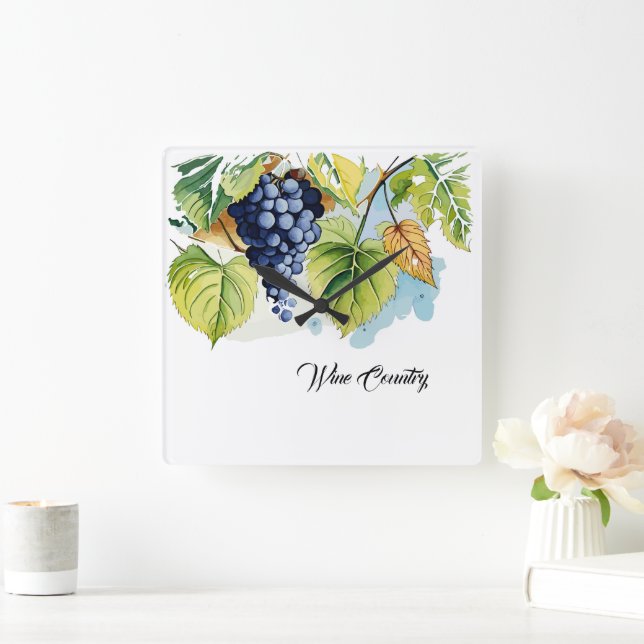 Wine Country Square Wall Clock (Home)
