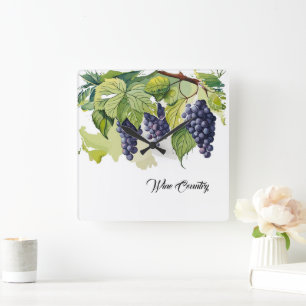 Wine Country Square Wall Clock