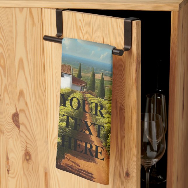 Wine Country Vineyards Personalize Change Text  Kitchen Towel (Thirds Fold)