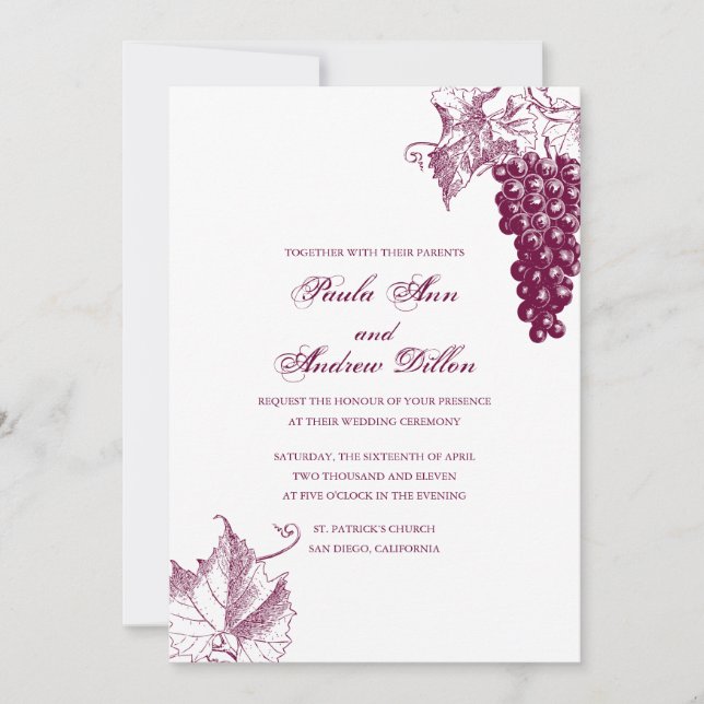 Wine Country Wedding Invitation (Front)